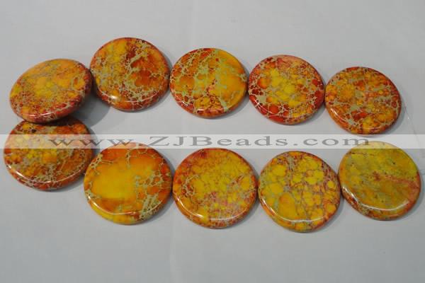 CDI758 15.5 inches 40mm flat round dyed imperial jasper beads