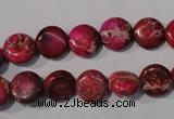 CDI785 15.5 inches 10mm flat round dyed imperial jasper beads