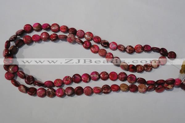 CDI785 15.5 inches 10mm flat round dyed imperial jasper beads