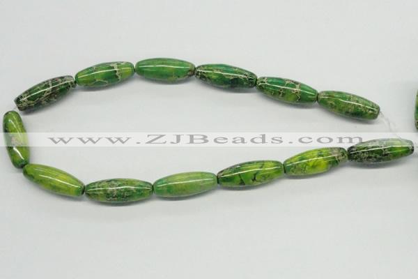 CDI89 16 inches 12*30mm rice dyed imperial jasper beads wholesale
