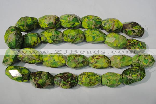 CDI933 15.5 inches 19*30mm faceted nuggets dyed imperial jasper beads