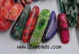 CDI987 15.5 inches 8*22mm - 10*38mm dyed imperial jasper chips beads