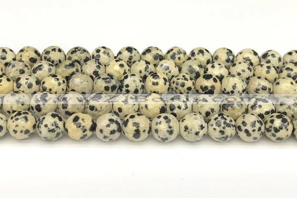 CDM103 15 inches 12mm faceted round dalmatian jasper beads