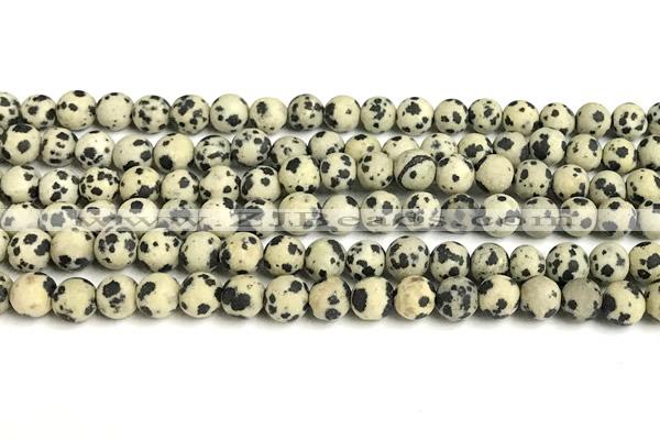 CDM106 15 inches 6mm round matte dalmatian jasper beads
