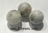 CDN1034 30mm round black rutilated quartz decorations wholesale