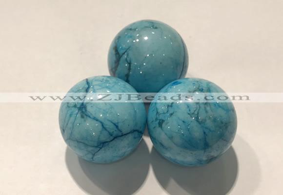 CDN1046 30mm round dyed white howlite decorations wholesale