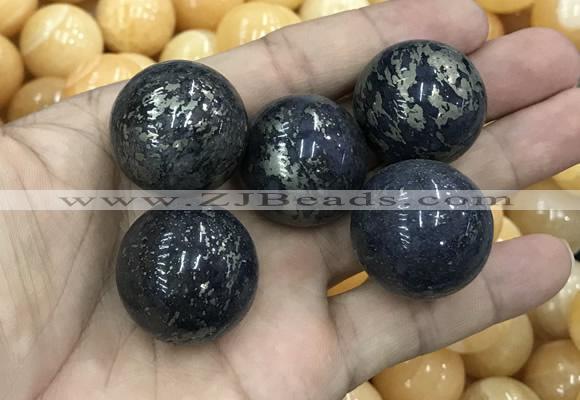 CDN11 25mm round pyrite gemstone decorations wholesale