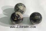 CDN1143 30mm round silver leaf jasper decorations wholesale