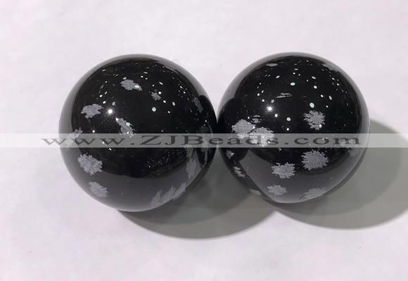 CDN1251 40mm round snowflake obsidian decorations wholesale