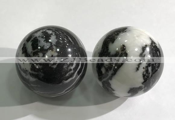 CDN1276 40mm round black & white jasper decorations wholesale