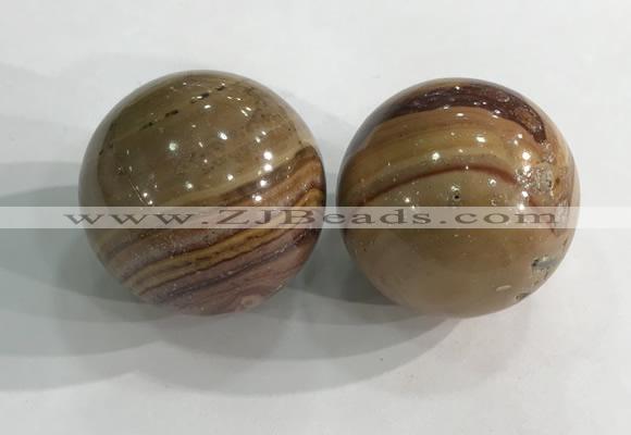 CDN1287 40mm round red picture jasper decorations wholesale