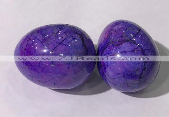 CDN1347 35*45mm egg-shaped dyed white howlite decorations wholesale