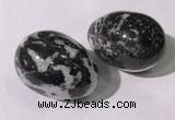 CDN1393 35*45mm egg-shaped black & white jasper decorations wholesale