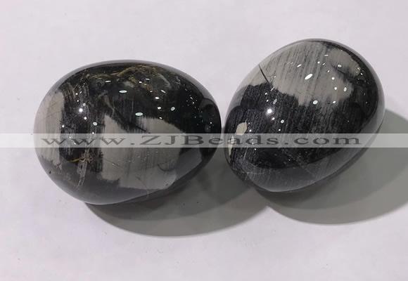 CDN1394 35*45mm egg-shaped silver leaf jasper decorations wholesale