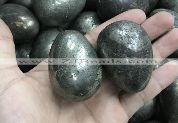 CDN31 38*50mm egg-shaped pyrite gemstone decorations wholesale