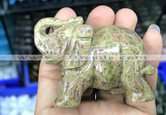 CDN516 33*65*45mm elephant unakite decorations wholesale