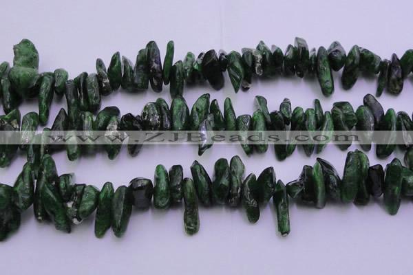 CDP73 15.5 inches 8*22mm - 12*28mm diopside chips gemstone beads