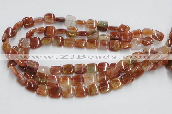 CDQ16 15.5 inches 10*10mm square natural red quartz beads wholesale