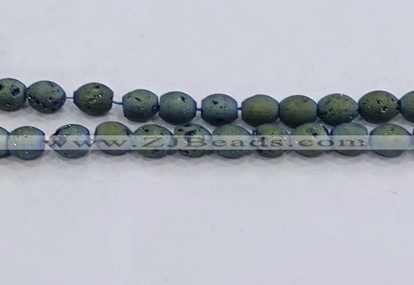 CDQ626 8 inches 10*12mm rice druzy quartz beads wholesale
