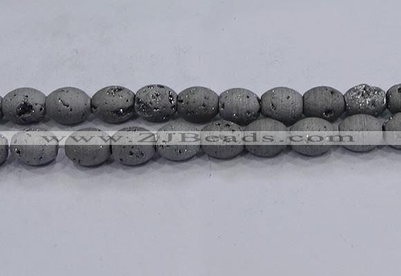 CDQ635 8 inches 12*14mm rice druzy quartz beads wholesale