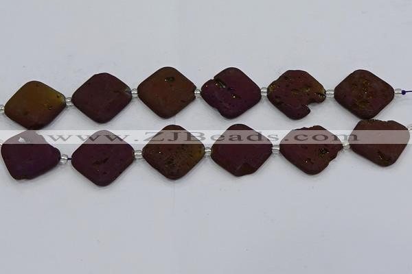 CDQ663 8 inches 25*25mm diamond druzy quartz beads wholesale