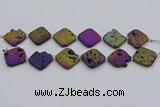 CDQ665 8 inches 25*25mm diamond druzy quartz beads wholesale