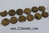 CDQ678 8 inches 30mm flat round druzy quartz beads wholesale