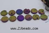 CDQ680 8 inches 30mm flat round druzy quartz beads wholesale