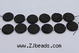 CDQ682 8 inches 30mm flat round druzy quartz beads wholesale