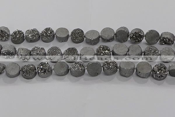 CDQ702 8 inches 12mm coin druzy quartz beads wholesale