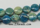 CDS11 16 inches 12mm flat round dyed serpentine jasper beads wholesale