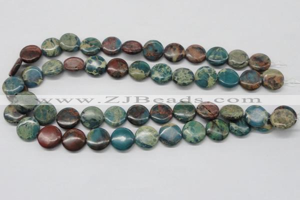 CDS12 16 inches 16mm flat round dyed serpentine jasper beads wholesale