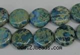 CDS272 15.5 inches 14mm flat round dyed serpentine jasper beads