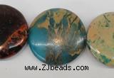 CDS33 15.5 inches 30mm flat round dyed serpentine jasper beads