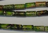 CDT140 15.5 inches 6*12mm tube dyed aqua terra jasper beads