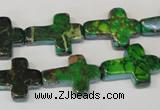 CDT209 15.5 inches 15*20mm cross dyed aqua terra jasper beads