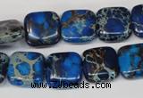 CDT238 15.5 inches 14*14mm square dyed aqua terra jasper beads