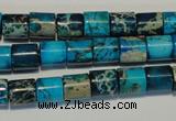 CDT280 15.5 inches 8*8mm tube dyed aqua terra jasper beads