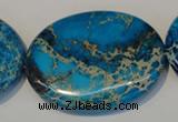 CDT320 15.5 inches 35*45mm oval dyed aqua terra jasper beads