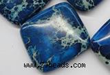 CDT340 15.5 inches 35*35mm diamond dyed aqua terra jasper beads