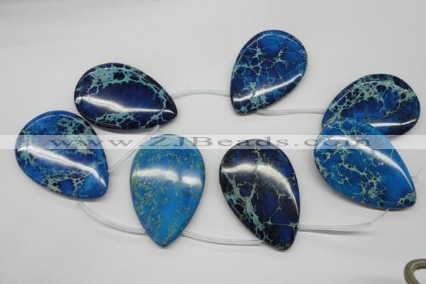 CDT346 Top-drilled 40*60mm flat teardrop dyed aqua terra jasper beads