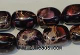 CDT395 15.5 inches 12*16mm nugget dyed aqua terra jasper beads