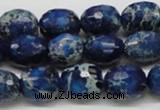 CDT49 15.5 inches 12*15mm faceted egg-shaped dyed aqua terra jasper beads