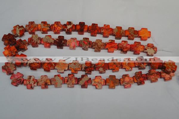 CDT561 15.5 inches 16*16mm cross dyed aqua terra jasper beads