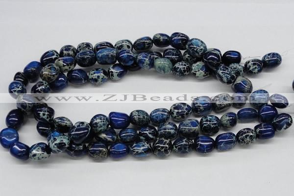 CDT63 15.5 inches 12*15mm nuggets dyed aqua terra jasper beads