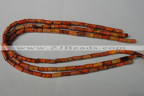 CDT736 15.5 inches 6*12mm tube dyed aqua terra jasper beads