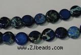 CDT905 15.5 inches 8mm flat round dyed aqua terra jasper beads