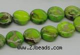 CDT91 15.5 inches 12mm flat round dyed aqua terra jasper beads