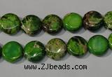 CDT936 15.5 inches 10mm flat round dyed aqua terra jasper beads