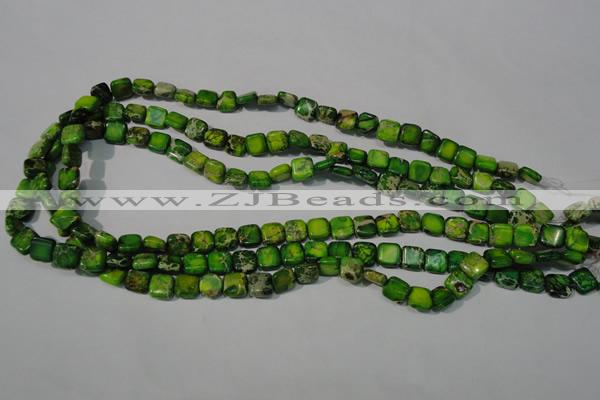 CDT944 15.5 inches 8*8mm square dyed aqua terra jasper beads